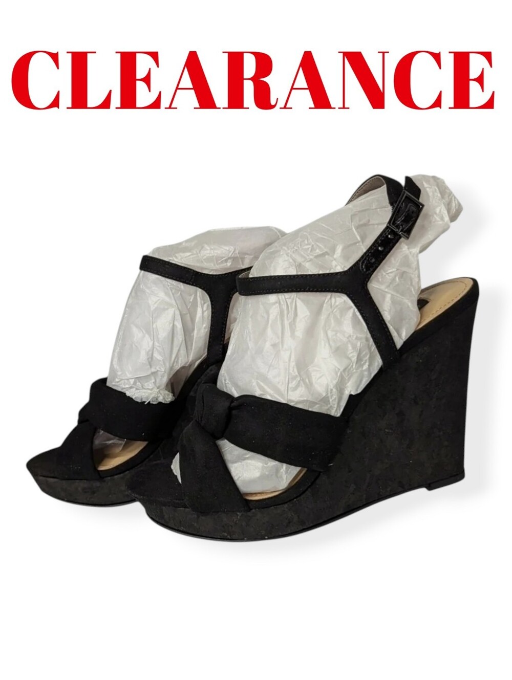 G.I.L.I Sandals Kahlie Printed Padded Insole Wedge Heels Women's Black Size 6M